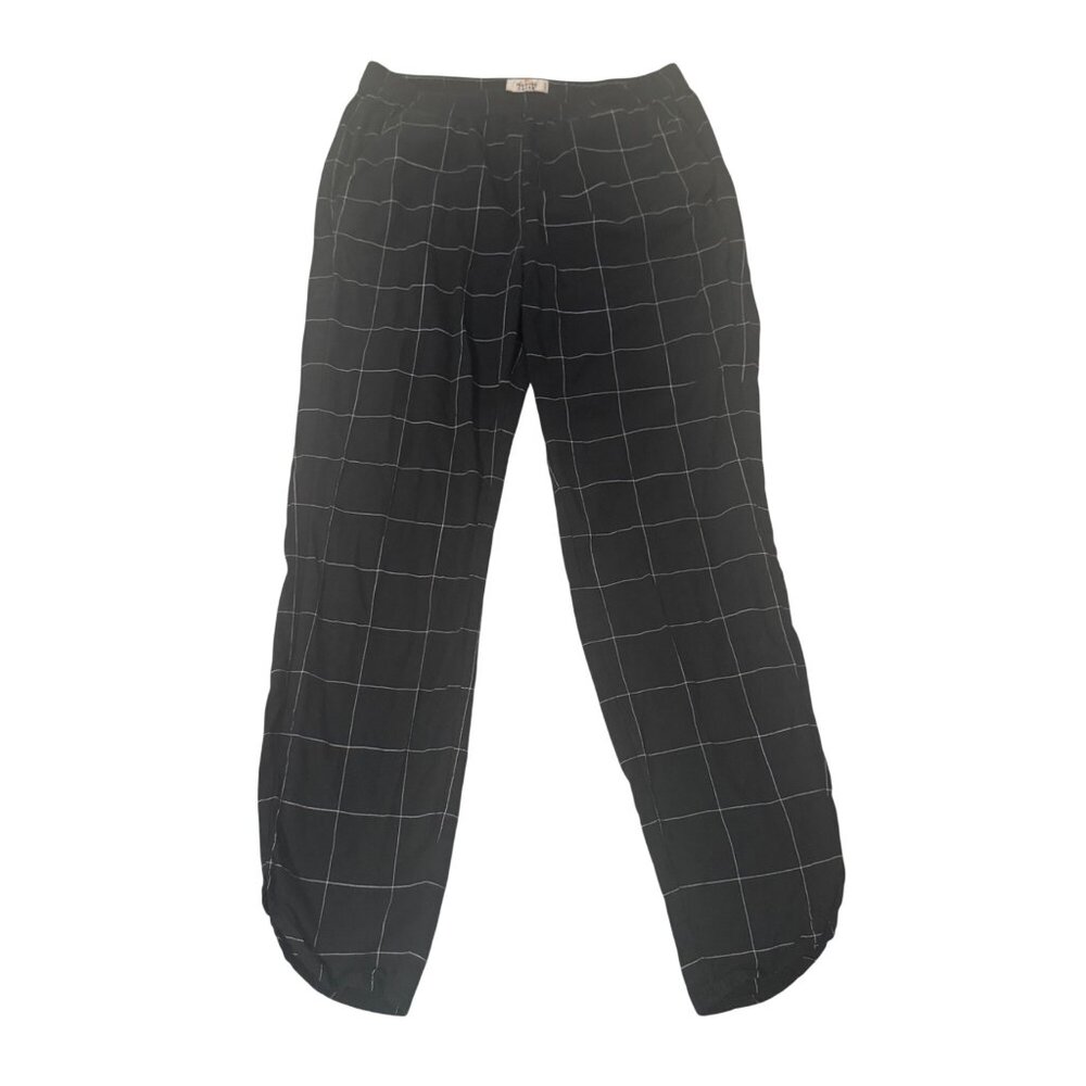 Marine Layer‎ Womens Allison Black & White Windowpane Elastic Waist Pants Size S